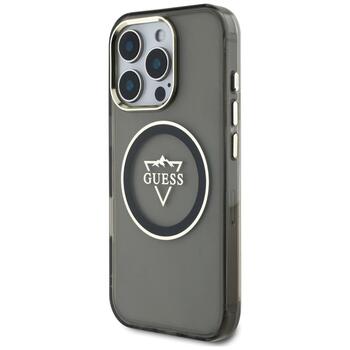 Guess IML Metal Mountain Logo MagSafe Case Защитный чехол для iPhone 16 Pro / чёрный (GUHMP16LHFGTMSLSK)