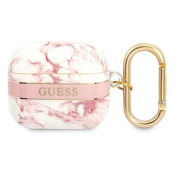 Guess GUA3HCHMAP AirPods 3 cover Aizsargapvalks priekš AirPods 3 Marble Strap Collection / rozā (GUA3HCHMAP)