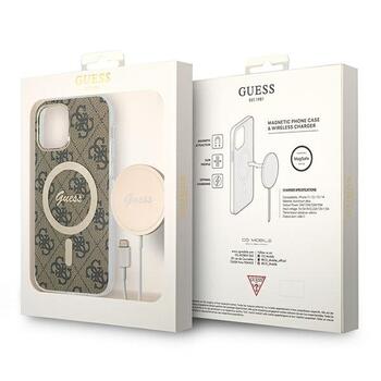 Guess Set GUBPP12MH4EACSW Case+ Charger Защитный чехол для iPhone 12/12 Pro / коричневый hard case 4G Print MagSafe (GUBPP12MH4EACSW)