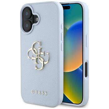 Guess Grained Big 4G Logo Small Classic Logo Case Aizsargapvalks priekš iPhone 16 / zils (GUHCP16SPGT4MBB)