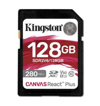 Kingston React Plus SD Флеш Память 128GB / 280 / 100MB/s / U3 V60 (SDR2V6/128GB)