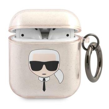 Karl Lagerfeld KLA2UKHGD AirPods cover Aizsargapvalks priekš AirPods Glitter Karl`s Head / zelta (KLA2UKHGD)