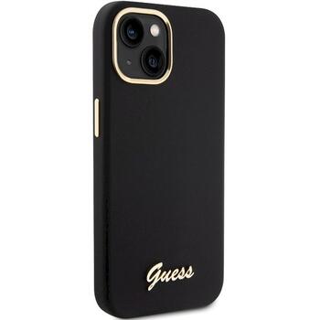 Guess GUHCP15SSMBSLK Hardcase Silicone Script Metal Logo & Fram Aizsargapvalks priekš iPhone 15 / 14 / 13 6.1