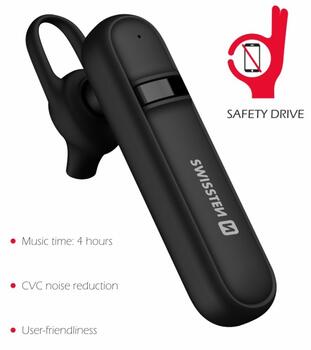 Swissten Caller Bluetooth HandsFree Наушник с Функцией MultiPoint / CVC Noise Reduction (SW-CALLER-BK)