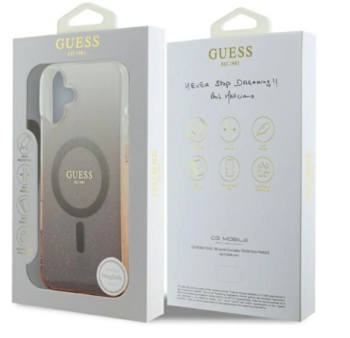 Guess IML Glitter Gradient MagSafe Aizsargapvalks Priekš Apple iPhone 16 (GUHMP16SHGRCELW)