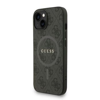 Guess PU Leather 4G Colored Ring Strap MagSafe Case Aizsargapvalks priekš iPhone 13 / melns (GUHMP13MP4GREGSK)
