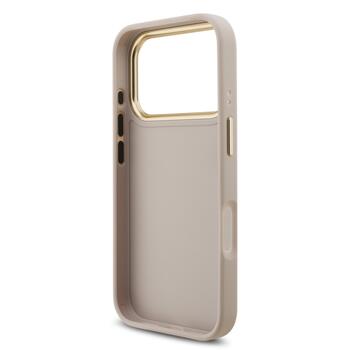 Guess PU Leather 4G Metal Logo Gold Frame Case Защитный чехол для iPhone 17 Pro / розовый (GUHCP17L4GMGCPI)