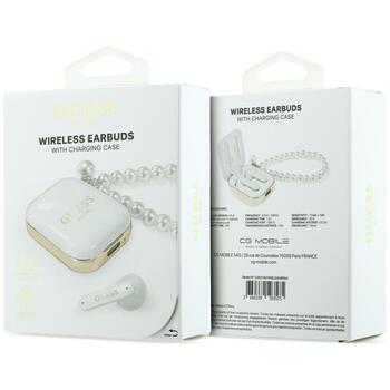 Guess Pearl Strap Earphones TWS Беспроводные наушники / белый (GUTWSLD2HSPEH)