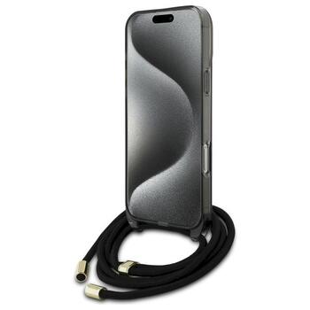 Guess GUHMP16LHCTSGNSK Hardcase Crossbody Cord Script MagSafe Aizsargapvalks priekš iPhone 16 Pro 6.3