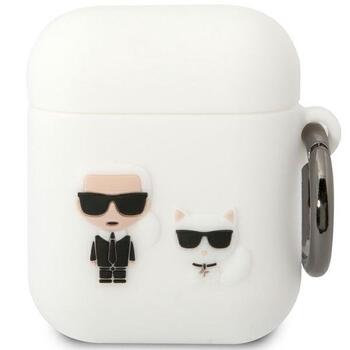 Karl Lagerfeld KLACA2SILKCW Silicone Karl & Choupette Защитный чехол для AirPods 1/2 / белый (KLACA2SILKCW)