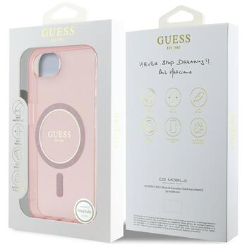 Guess IML Glitter Circle MagSafe Case Aizsargapvalks priekš iPhone 16e/17e / rozā (GUHMPSE4HFGEREP)