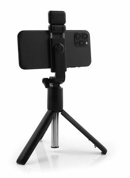 RoGer R1S 2in1 Selfie Stick + штатив телескопическая подставка с Bluetooth пульт дистанционного управления + Вспышка (RO-R1S-BK)