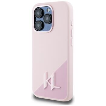 Case Karl Lagerfeld Silicone Shadow Metal Initial MagSafe Aizsargapvalks priekš iPhone 15 Pro / rozā (KLHMP15LSCMKMPCP)