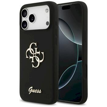 Guess Silicone Big 4G Script case Защитный чехол для iPhone 17 Pro Max / чёрный (GUHCP17XSC4GSMK)