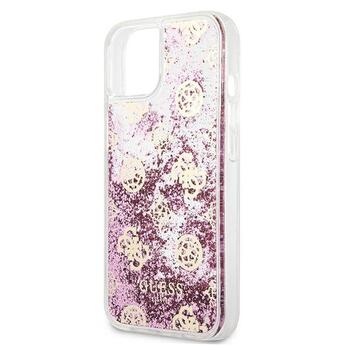 Guess GUHCP13SLGPEPI Peony Liquid Glitter Aizsargapvalks priekš iPhone 13 mini 5,4