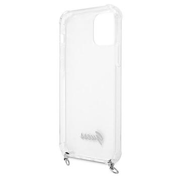 Guess GUHCP12MKC4GSSI Transparent Hardcase 4G Silver Chain Aizsargapvalks priekš iPhone 12/12 Pro 6,1