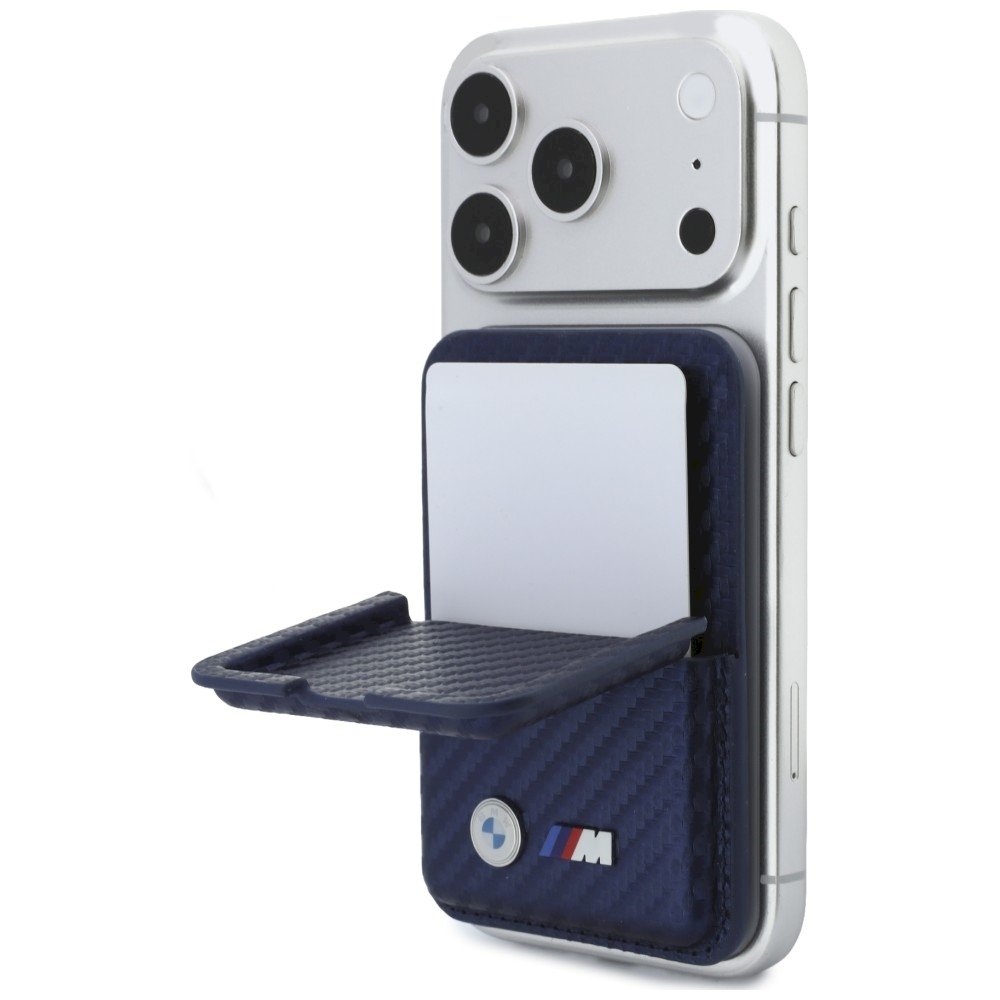 BMW M Carbon Wallet Case Metal Logos MagSafe Maks / navy blue (BMOWMCS26PCILV)