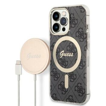 Guess Set GUBPP13XH4EACSK Case+ Charger Aizsargapvalks priekš iPhone 13 Pro Max / melns (GUBPP13XH4EACSK)