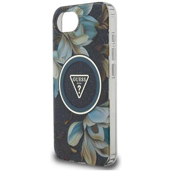 Guess IML Metal Glitter Flowers Triangle MagSafe Case Защитный чехол для iPhone 16e/17e / чёрный (GUHMPSE4HFLPEDK)