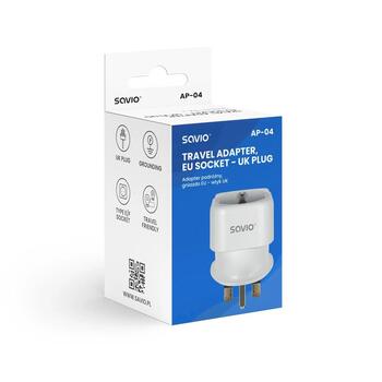 SAVIO AP-04 Travel Сетевой переходник EU - UK (AP-04)