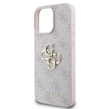 Guess PU 4G Metal Logo Case Защитный чехол для iPhone 16 Pro Max / розовый (GUHCP16X4GMGPI)