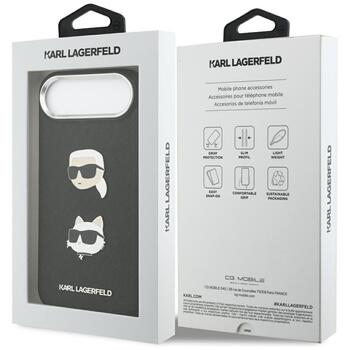 Karl Lagerfeld FW Grained Karl & Choupette Heads Pins & Logo Case Защитный чехол для iPhone Air / чёрный (KLHCP17MPSFDHPOK)