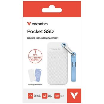 Verbatim 32320 External Drive Pocket SSD Внешний накопитель 1TB USB-C 3.2 gen.2 / белый-голубой (32320)