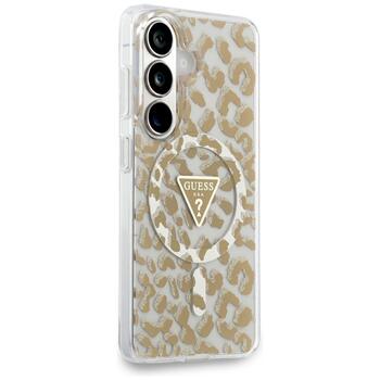 Case Guess IML Leopard Print Triangle MagSafe Aizsargapvalks priekš Samsung Galaxy S26 / brūns (GUHMS26SHLEGTGLW)