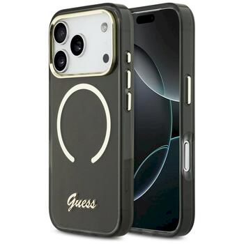 Case Guess IML Script Metal MagSafe Защитный чехол для iPhone 17 Pro / чёрный (GUHMP17L5HTCSMSK)