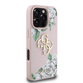 Guess PU Grained Roses 4G Metal Logo Case Чехол для Apple iPhone 16 Pro (GUHCP16LPGROP4MP)