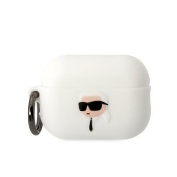 Karl Lagerfeld KLAP2RUNIKH Aizsargapvalks priekš AirPods Pro 2 (2022/2023) Silicone Karl Head 3D / balts (KLAP2RUNIKH)