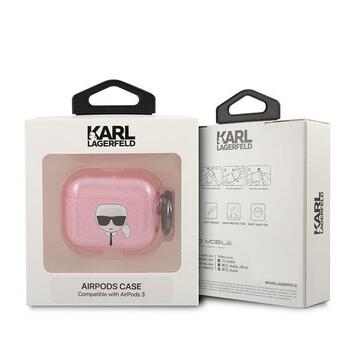 Karl Lagerfeld KLA3UKHGP Защитный чехол для AirPods 3 Glitter Karl`s Head / розовый (KLA3UKHGP)