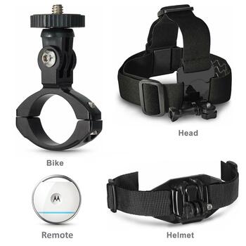 Motorola Vervecam+ Bundle Cпортивная камера  + держатель для шлема / руля велосипеда + Крепления на стекло с аккумулятором 1900mAh (B37VERVECAM-BUNLE)