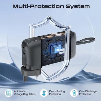 Promate PowerPack-10i Переносная зарядная батарея 22W / 10000mAh / USB-C / QC3.0 / iWatch 2,5W / 220V EU/US/UK (POWERPACK10I)