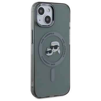 Karl Lagerfeld KLHMP15SHLSKCK Hardcase IML Metal Karl&Choupette Head Aizsargapvalks priekš iPhone 15 6.1