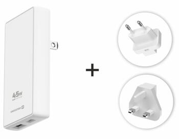 Swissten Travel Charger GaN USB-C / USB Tīkla Lādētājs 45W (US/EU/UK) (22071320)