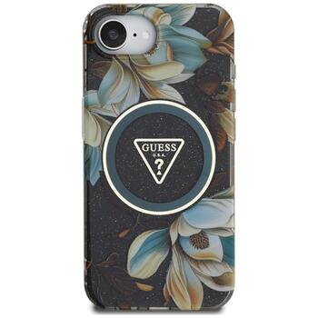 Guess IML Metal Glitter Flowers Triangle MagSafe Case Защитный чехол для iPhone 16e/17e / чёрный (GUHMPSE4HFLPEDK)