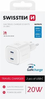 Swissten GaN PD 2x USB-C Tīkla Lādētājs 20W (22070500)