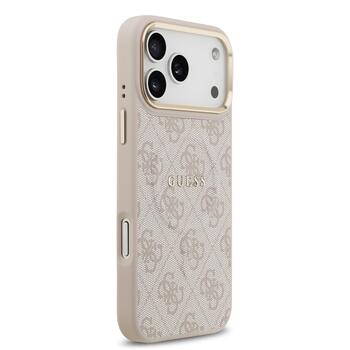 Guess PU Leather 4G Gold Frame MagSafe Case Защитный чехол для iPhone 17 Pro Max / розовый (GUHMP17XP4MSEGCP)