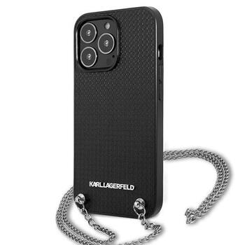Karl Lagerfeld KLHCP13LPMK Leather Textured and Chain Aizsargapvalks priekš iPhone 13 Pro / 13 6,1