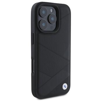 BMW Sign Leather Crossing Lines Pattern Aizsargapvalks priekš Apple iPhone 16 Pro Max (BMHCP16X23RCGPK)