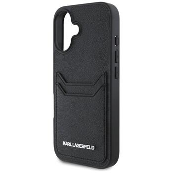 Karl Lagerfeld HC Grained PU Cardslot Metal Elong Защитный чехол для iPhone 16 / чёрный (KLHCP16SPKHPORPK)