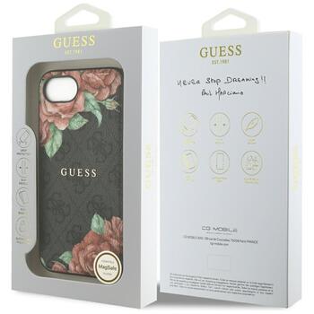 Case Guess 4G Flowers Print MagSafe Aizsargapvalks priekš iPhone 16e/17e / melns (GUHMPSE4P4ROPEMCK)