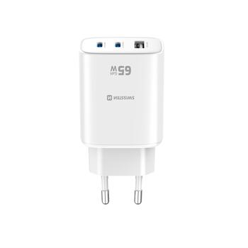 Swissten Edge Tīkla Lādētājs 2x USB-C PD 65W + USB-A QC 18W Balts (22071720)