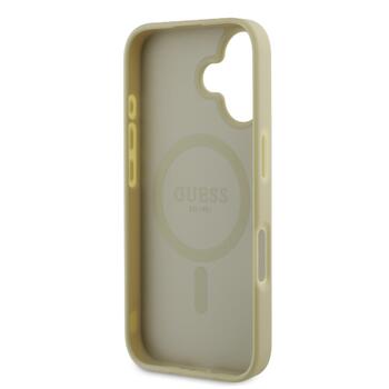Guess Saffiano Peony Stamp MagSafe Case Aizsargapvalks priekš iPhone 16 / zelts (GUHMP16SPSAPSMED)