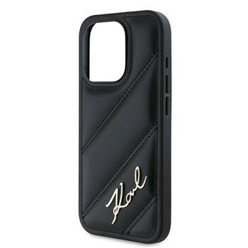 Karl Lagerfeld KLHCP15LPQDSMGK Diagonal Quilted Script Aizsargapvalks priekš iPhone 15 Pro 6.1