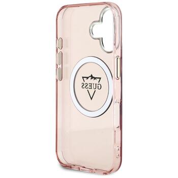 Case Guess IML Metal Mountain Logo MagSafe Aizsargapvalks priekš iPhone 16 / rozā (GUHMP16SHFGTMSLSP)
