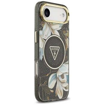 Guess IML Glitter Flowers Triangle MagSafe case Защитный чехол для iPhone Air / чёрный (GUHMP17MHFLPEDK)