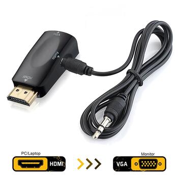 RoGer HDMI на VGA (+Audio) ковертер чёрный (RO-HDMI2VGA-BK)