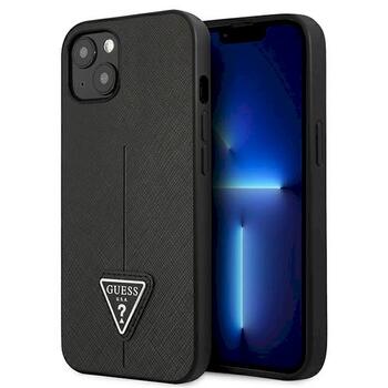 Guess GUHCP14MPSATLK Hardcase Saffiano Triangle Logo Aizsargapvalks priekš iPhone 14 Plus/15 Plus 6.7